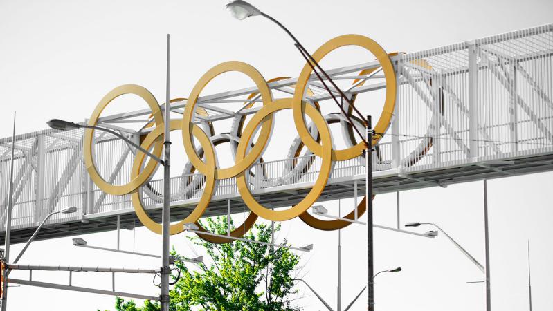 Olympic rings on bridge in Atlanta